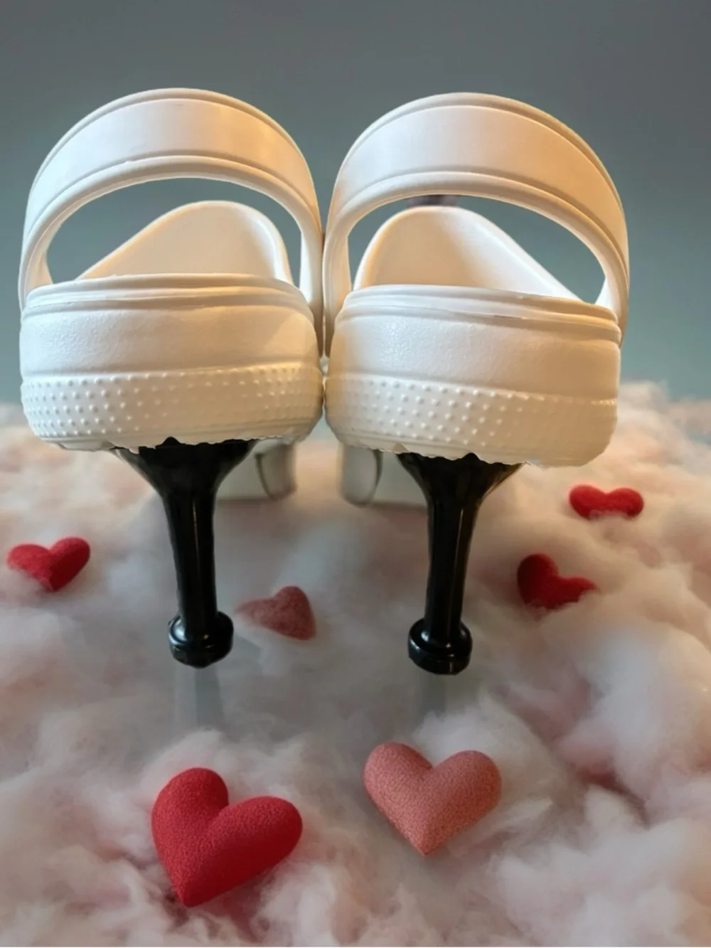 Women’s White Platform Clog Heels with Back Strap - Picture 3 of 5